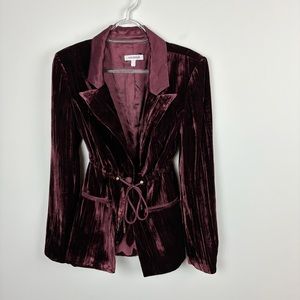 Good American Drawcord Waist Velvet Blazer Jacket Port Burgundy Size 0/ XS
